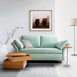 Das Schlafsofa Paula von Signet im Stoff Lesa, Farbe mint. Das Schlafsofa Paula von Signet im Stoff Lesa, Farbe mint.