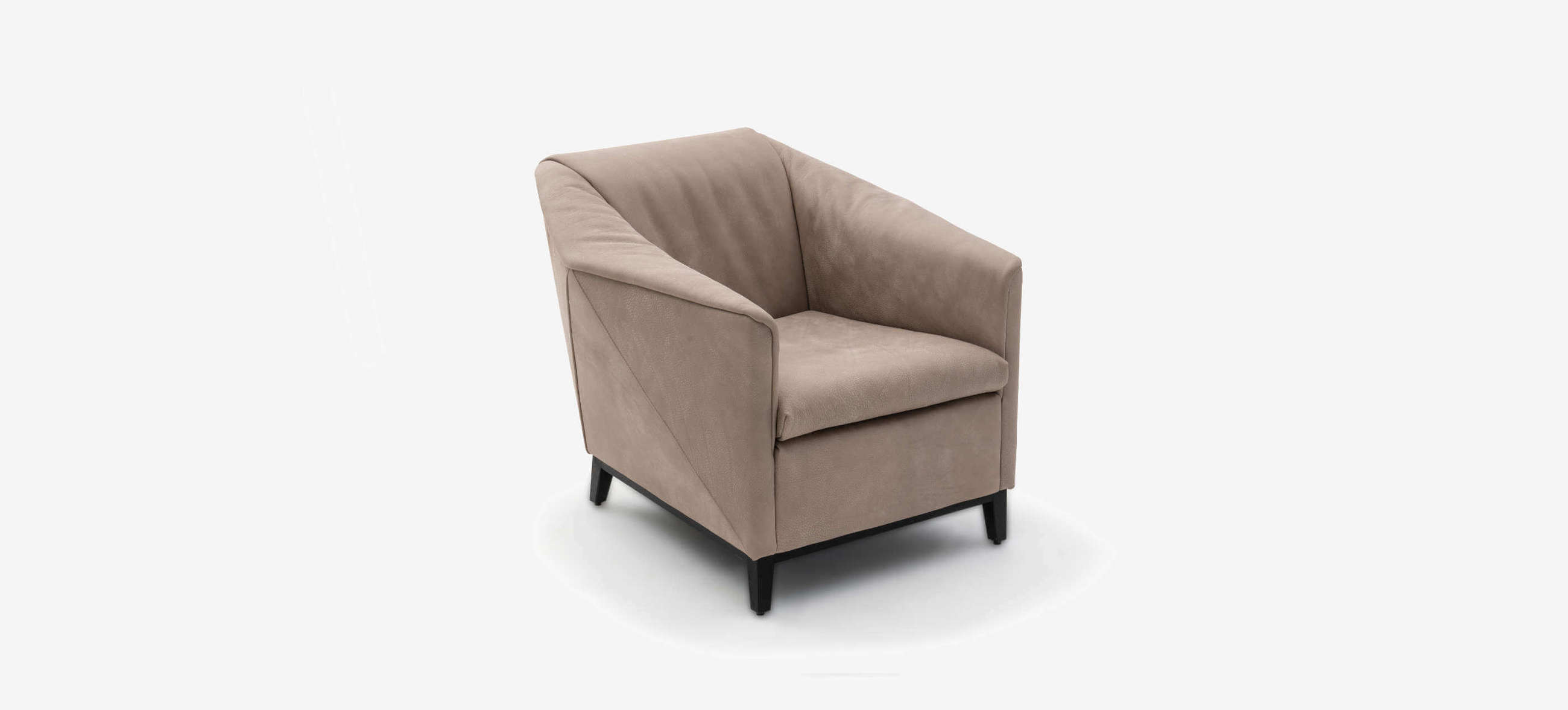 Sessel Damian von Signet mit Leder Prestige und schwarzen Eichenholzfüßen. Sessel Damian Signet Leder