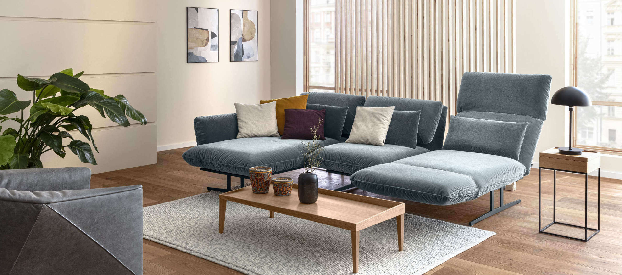 Das Messina Ecksofa von Signet hat einen Drehsitz und einen Longchair. Signet Ecksofa Messina Drehsitz