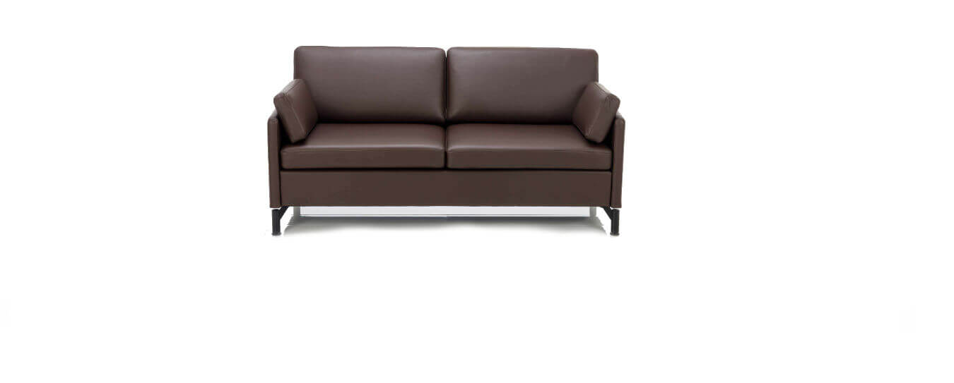 Bruehl Ledersofa Alba mit schmalen Armlehnen. Kleines Ledersofa Alba von Bruehl mit schmalen Armlehnen.