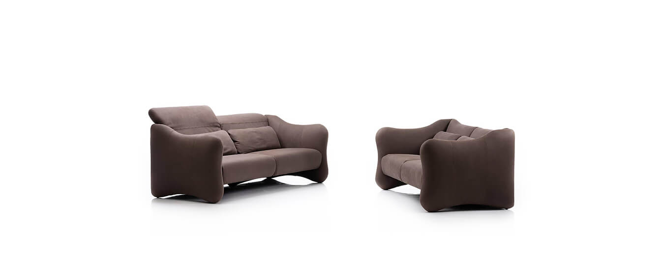 Das Sofa Bongo Bay in beiden Varianten von Brühl in braunem Leder. Sofa Bongo Bay Brühl Leder braun