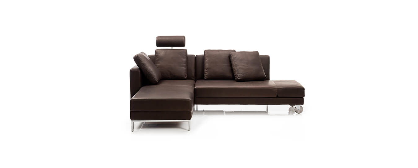Das Schlafsofa Four-Two von Brühl in braunem Leder. Ecksofa Schlafsofa Four-Two Brühl Leder braun