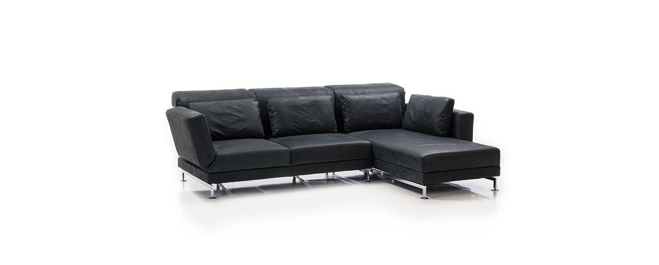 Hier sehen Sie das Ecksofa Moule medium von Brühl. Moule medium Ecksofa Brühl Leder Funktion Schlafsofa