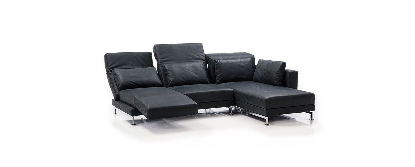 Hier sehen Sie das Ecksofa Moule von Brühl in Leder. Moule Ecksofa Brühl Leder Funktion