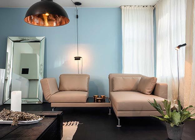 Das Ecksofa Moule small von Brühl mit Ablage und Leder. Brühl Ecksofa Moule small Ablage Funktionssofa Schlafsofa Longchair