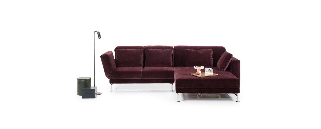 Das Ecksofa Moule von Brühl im trendigen Velour Stoff. Ecksofa Schlafsofa Moule Brühl