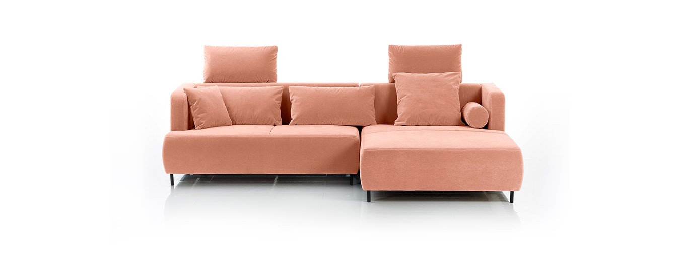 Das Ecksofa Aoyama von Brühl im Stoff 4473. ecksofa aoyama brühl rosa