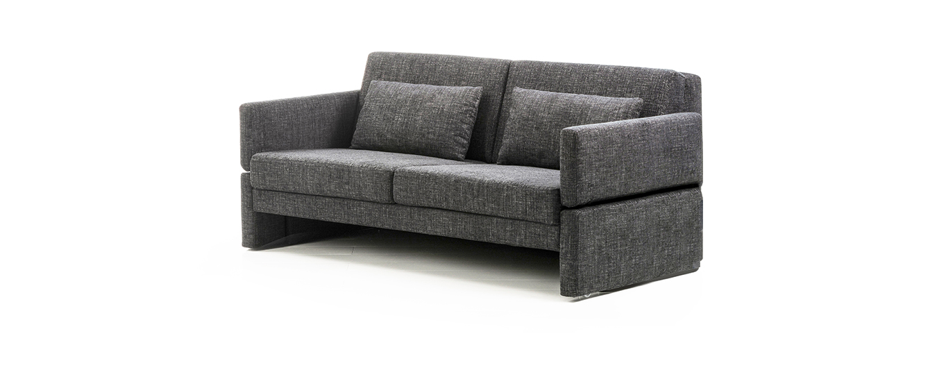 Das Schlafsofa Cara Deluxe von Brühl in grauem Stoff. schlafsofa cara deluxe bruehl grau