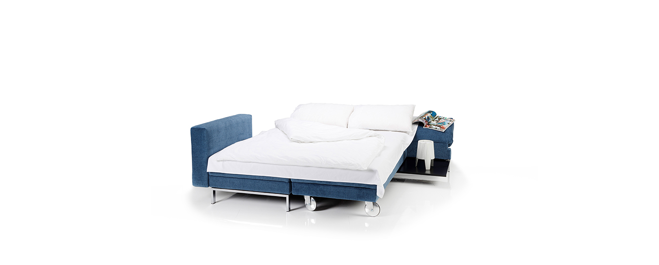 Das Ecksofa Four-Two soft von Brühl zur Liegefläche verwandelt. Das Schlafsofa Four-Two soft von Brühl
