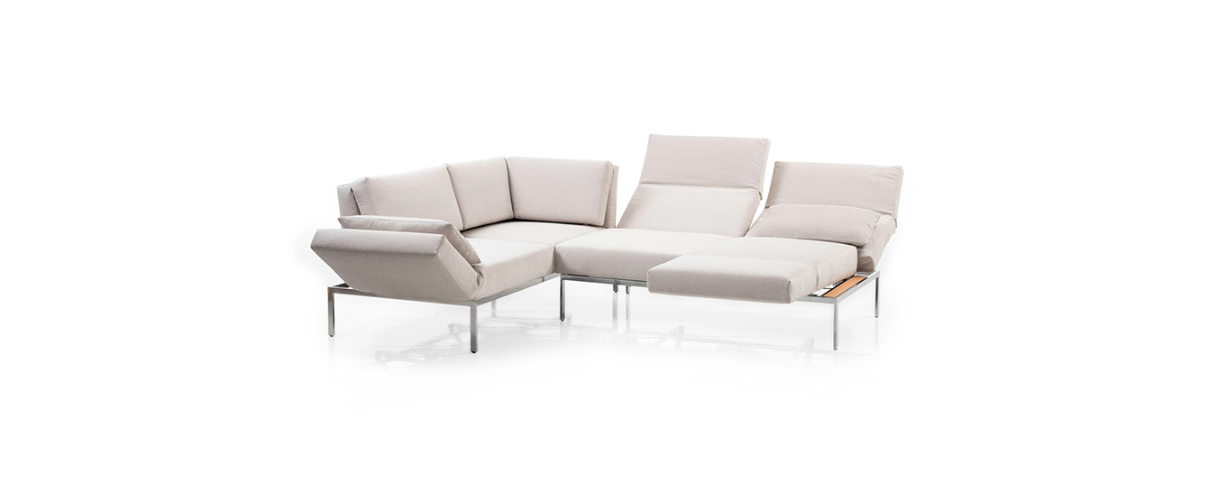 Das funktionale Ecksofa roro 20/soft von Brühl in weißem Samt. ecksofa funktionssofa roro 20 soft bruehl
