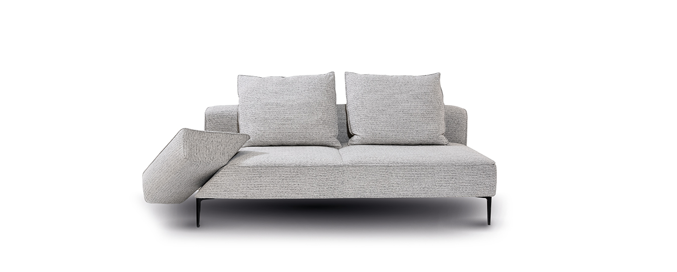 Schwenkbare Armlehne des Jori Sofas Longueville Landscape. Jori Sofa Longueville Landscape