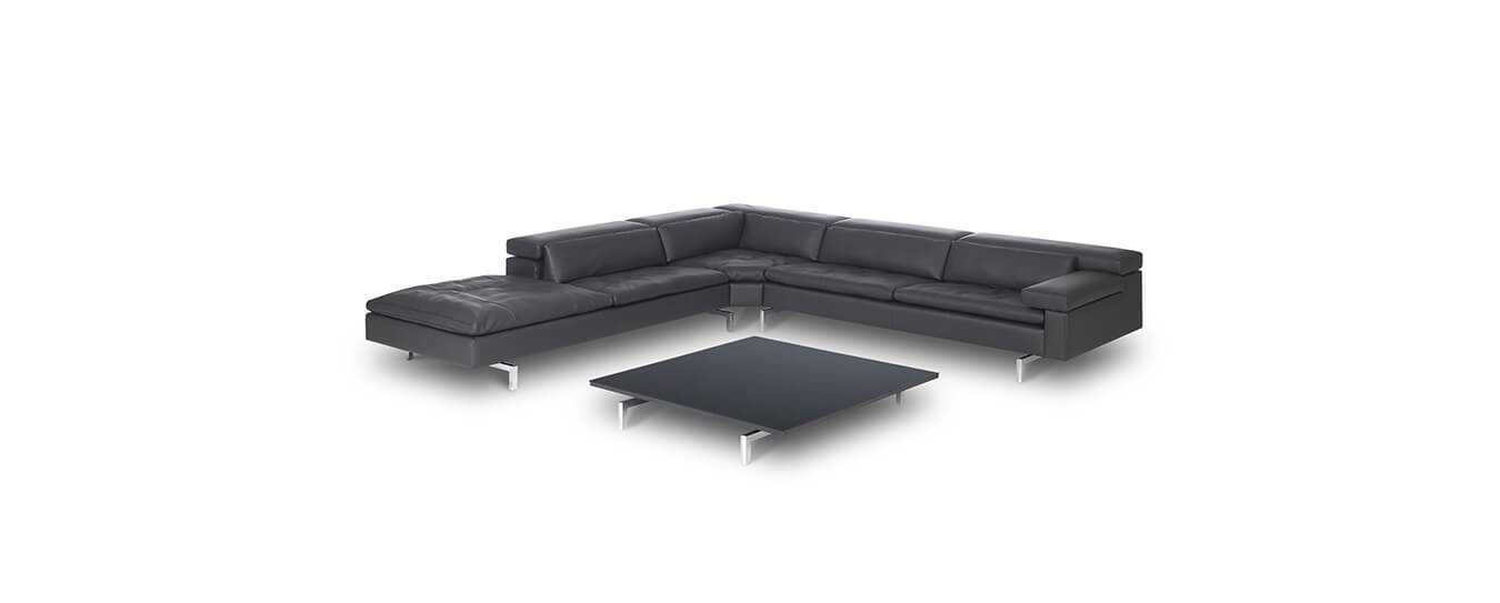 Das Ecksofa Shiva von Jori in schwarzem Leder. ecksofa shiva jori leder schwarz