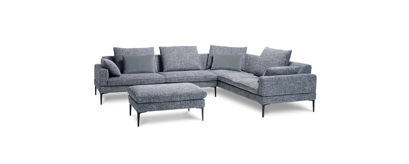 Das Ecksofa Tigra mit Hocker von Jori. Sofa Ecksofa Tigra Jori Hocker