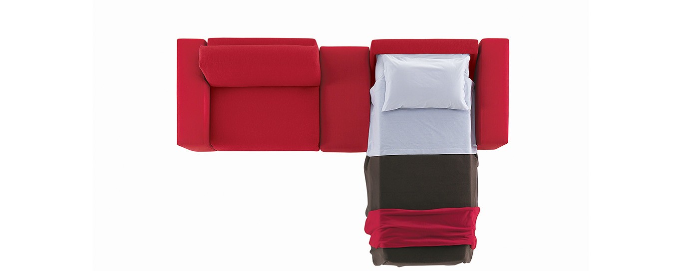 Bettsofa Brera von Pol74 ausgeklappt als Bett Bettsofa aufgebaut Modell Brera von Pol74