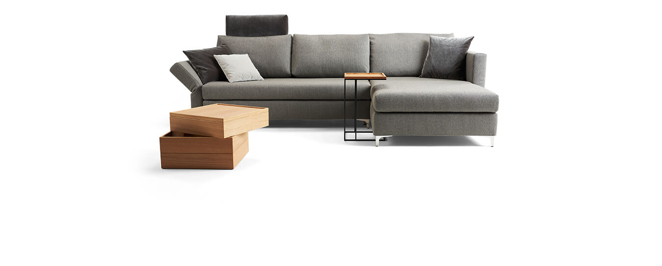 Das Ecksofa Good Life mit Schlaffunktion von Signet in Grau. ecksofa schlaffunktion good life signet