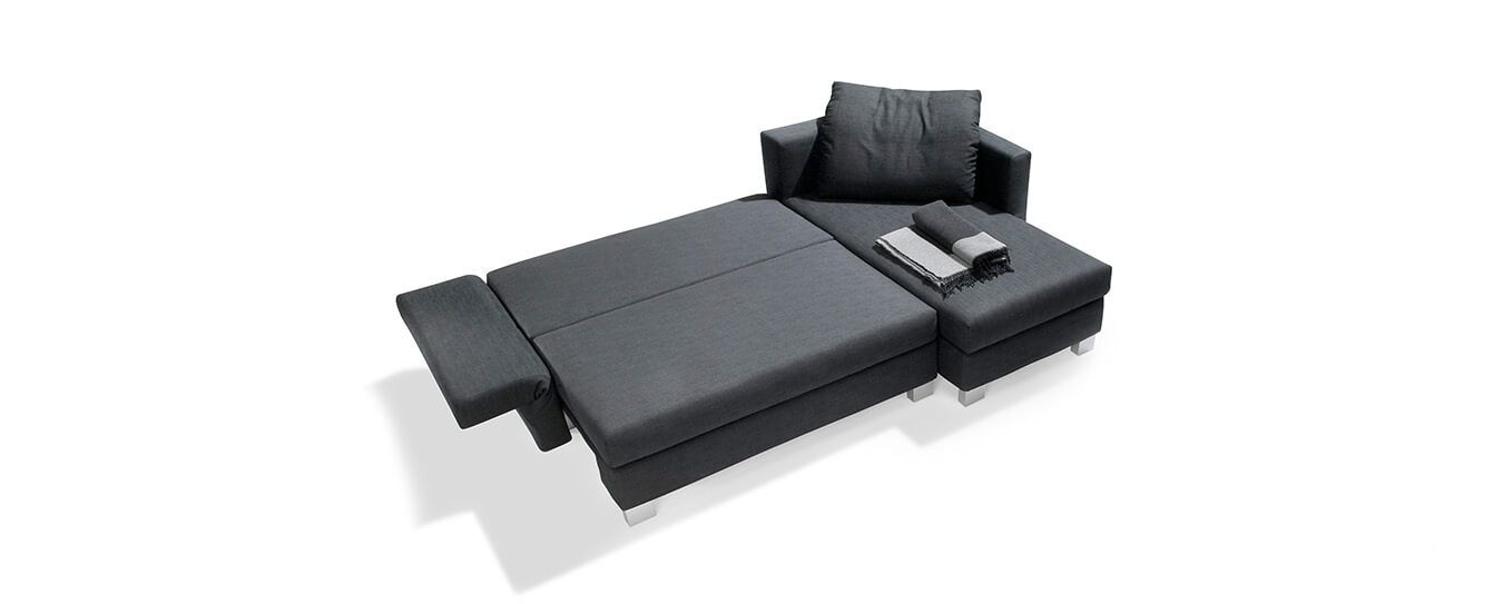Das Signet Ecksofa Good Life verwandelt zum Bett. Good Life Signet Ecksofa Schlafsofa