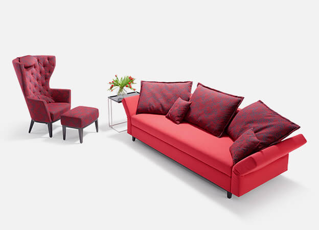 Schlafsofa Good Life und Sessel Lola von Signet. Schlafsofa Good Life Signet