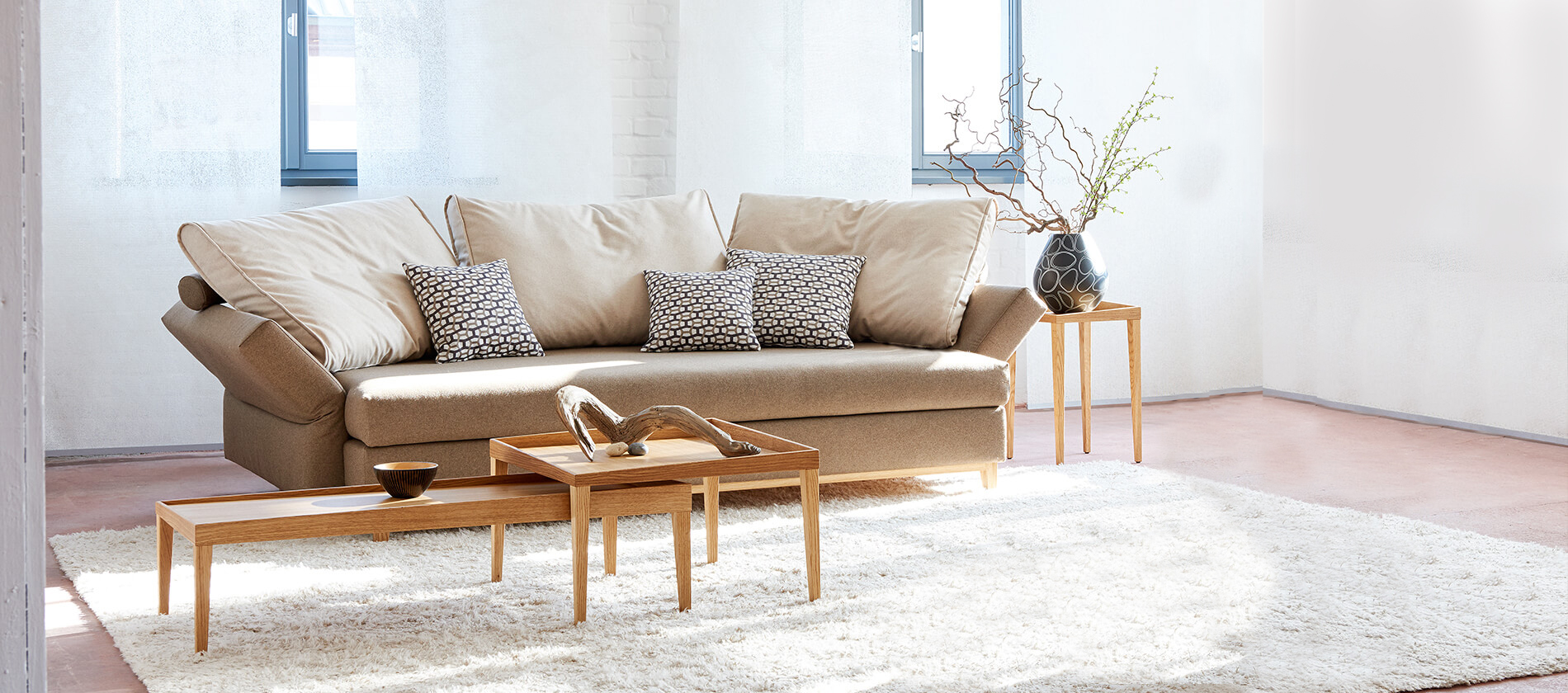 Sofa und Schlafsofa Good Life XXL von Signet mit einer Stoffkombination Schlafsofa Sofa Good Life XXL Signet