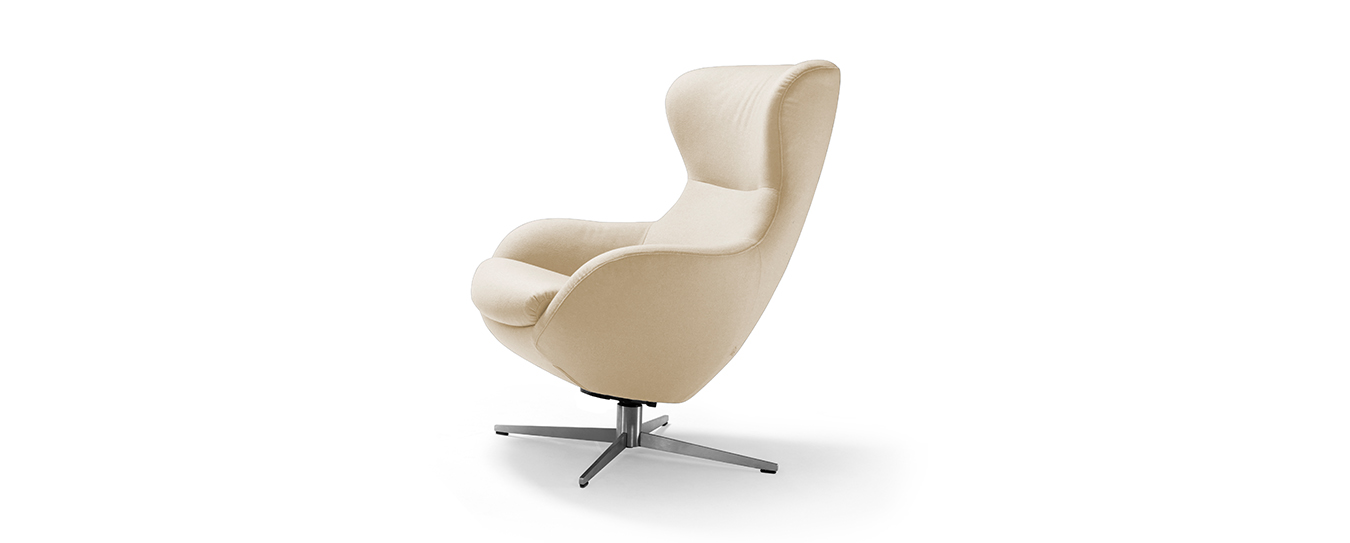 Sessel Jester von Signet im Filzstoff Lana, Farbe creme. Sessel Jester Signet Stoff Lana creme