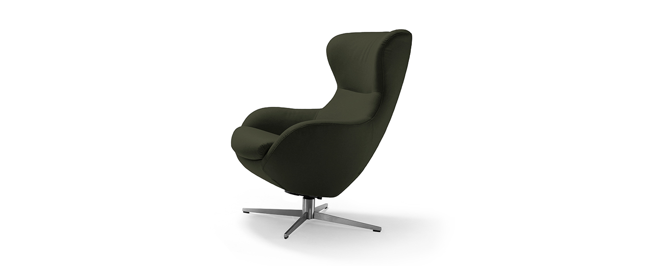 Sessel Jester von Signet im Filzstoff Lana, Farbe dunkelgrün. Sessel Jester Signet Stoff Lana grün