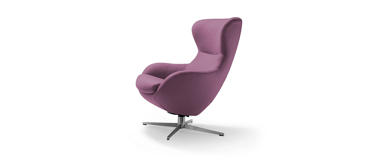 Sessel Jester von Signet im Filzstoff Lana, Farbe flieder. Sessel Jester Signet Stoff Lana lila