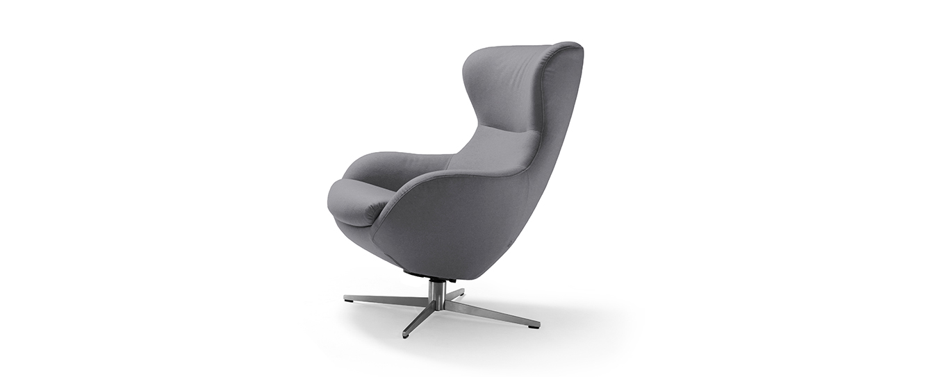 Sessel Jester von Signet im Filzstoff Lana, Farbe grau. Sessel Jester Signet Stoff Lana grau