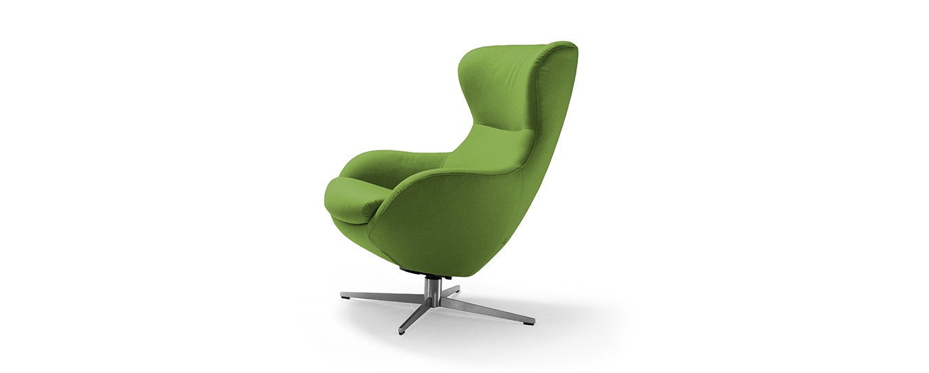Sessel Jester von Signet im Filzstoff Lana, Farbe grün. Sessel Jester Signet Stoff Lana grün