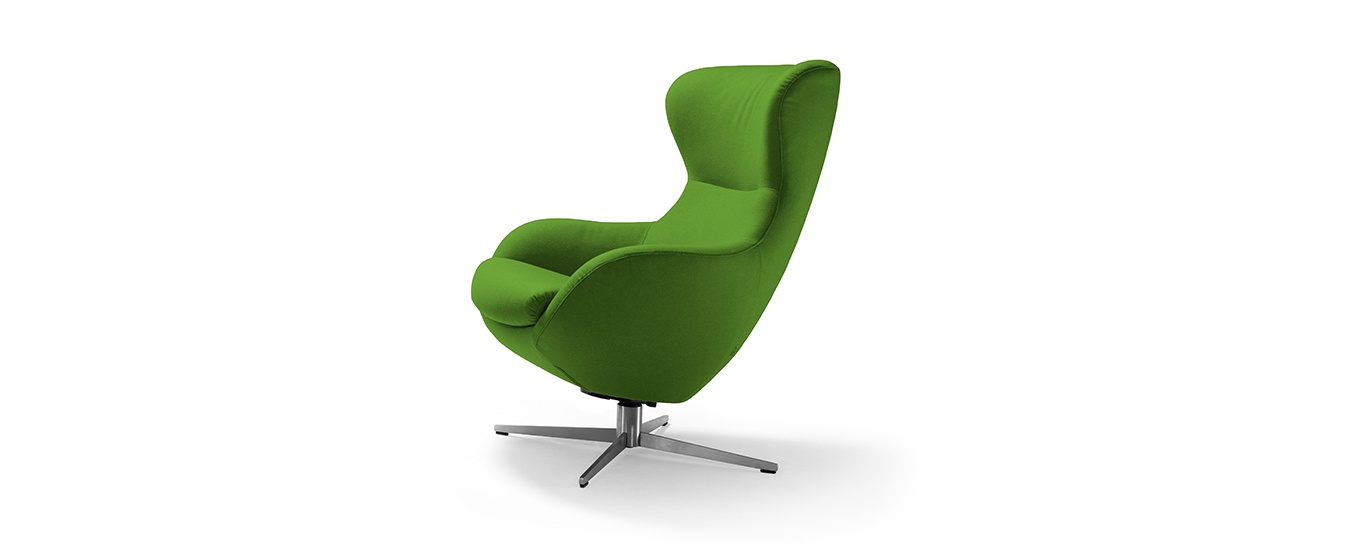 Sessel Jester von Signet im Filzstoff Lana, Farbe moos. Sessel Jester Signet Stoff Lana moos
