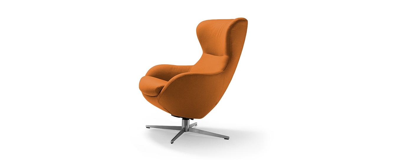 Sessel Jester von Signet im Filzstoff Lana, Farbe orange. Sessel Jester Signet Stoff Lana orange