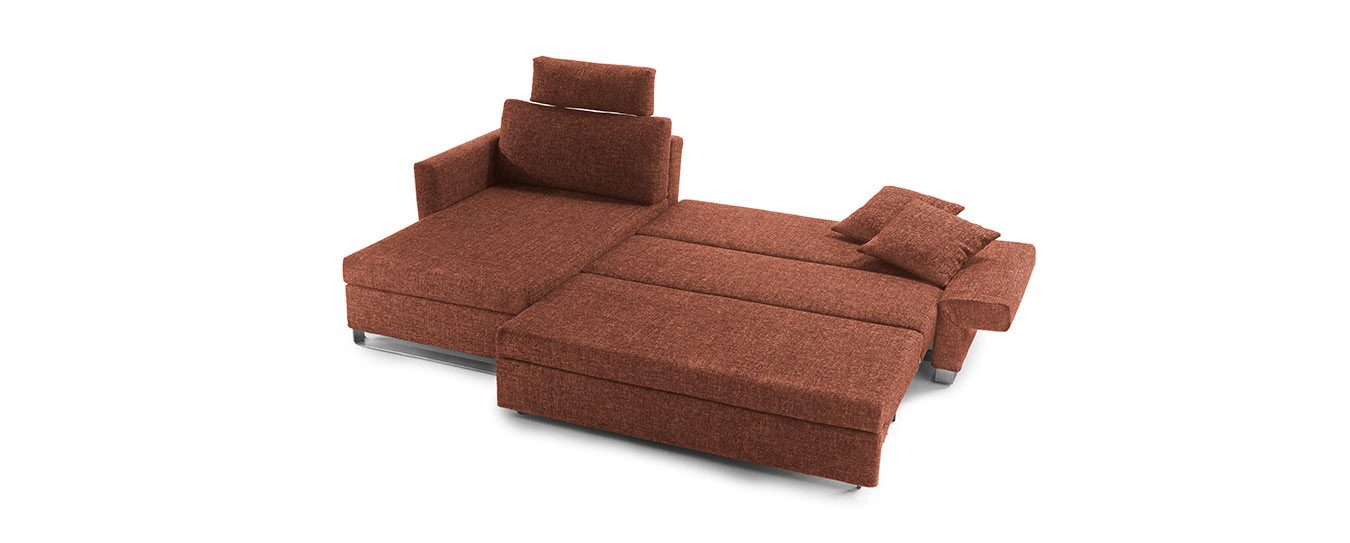 Das Ecksofa Lazlo von Signet in Stoff mit großer Liegefläche. Lazlo Signet Ecksofa Schlafsofa Liegefläche Stoff Kopfstütze