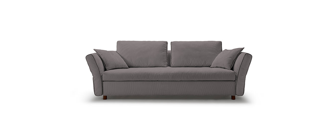 Hier sehen Sie das Schlafsofa Levi von Signet im dem Stoff Solero Farbe Grau. Signet Levi Schlafsofa Solero Grau