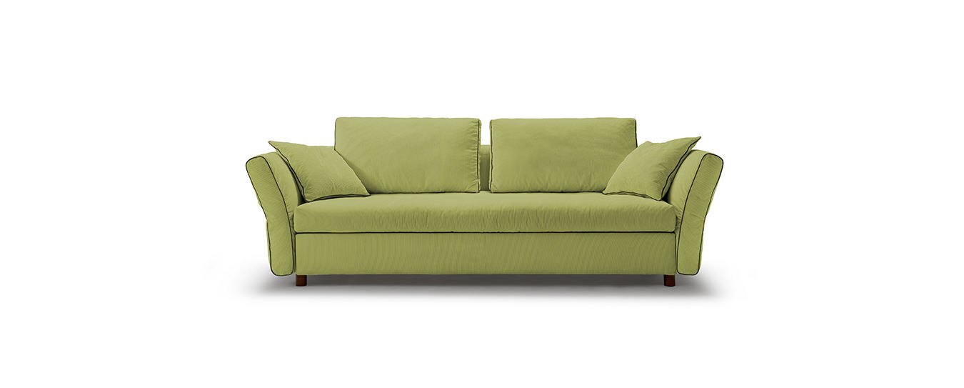 Hier sehen Sie das Schlafsofa Levi von Signet im dem Stoff Solero Farbe Grün. Signet Levi Schlafsofa Solero Grün