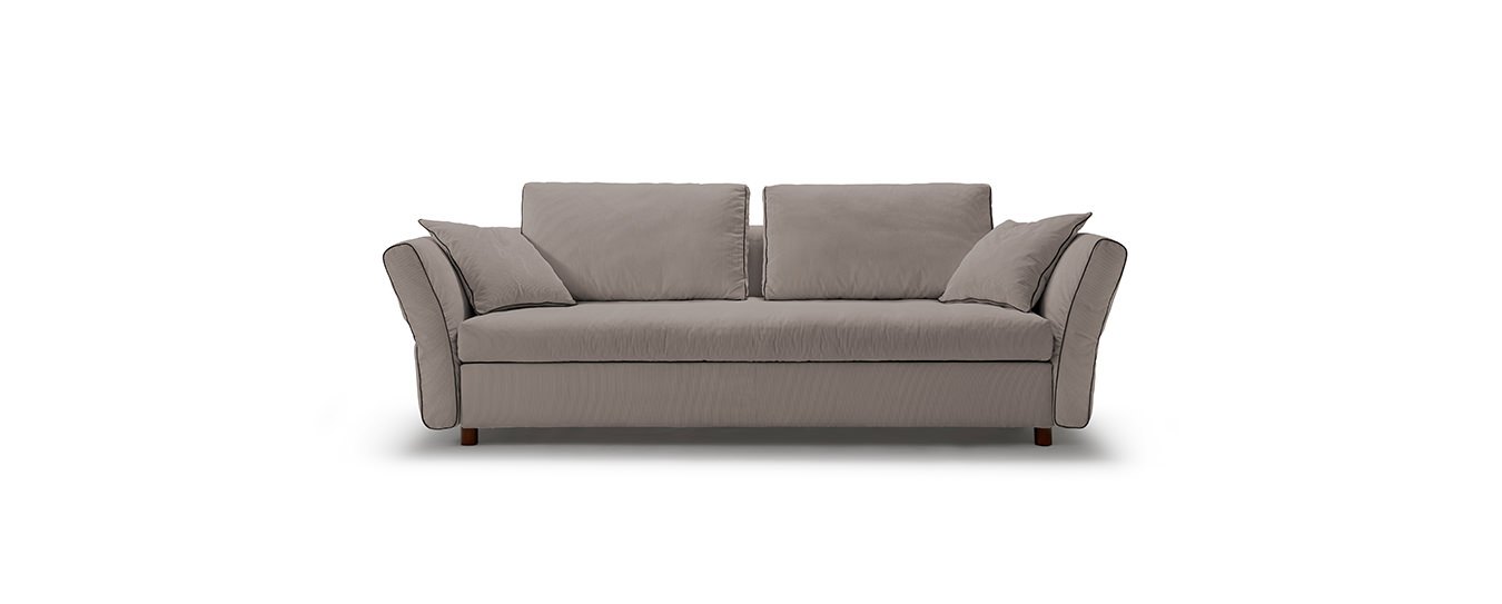Hier sehen Sie das Schlafsofa Levi von Signet im dem Stoff Solero Farbe Sand. Signet Levi Schlafsofa Solero Sand