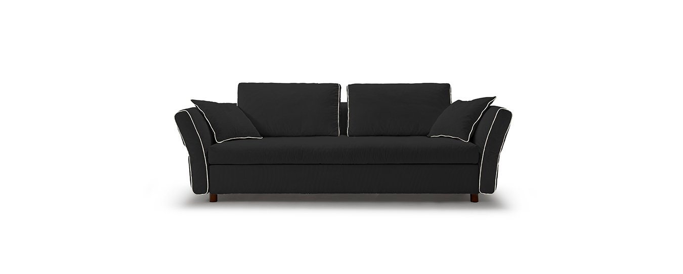 Hier sehen Sie das Schlafsofa Levi von Signet im dem Stoff Solero Farbe Schwarz.. Signet Levi Schlafsofa Solero Schwarz