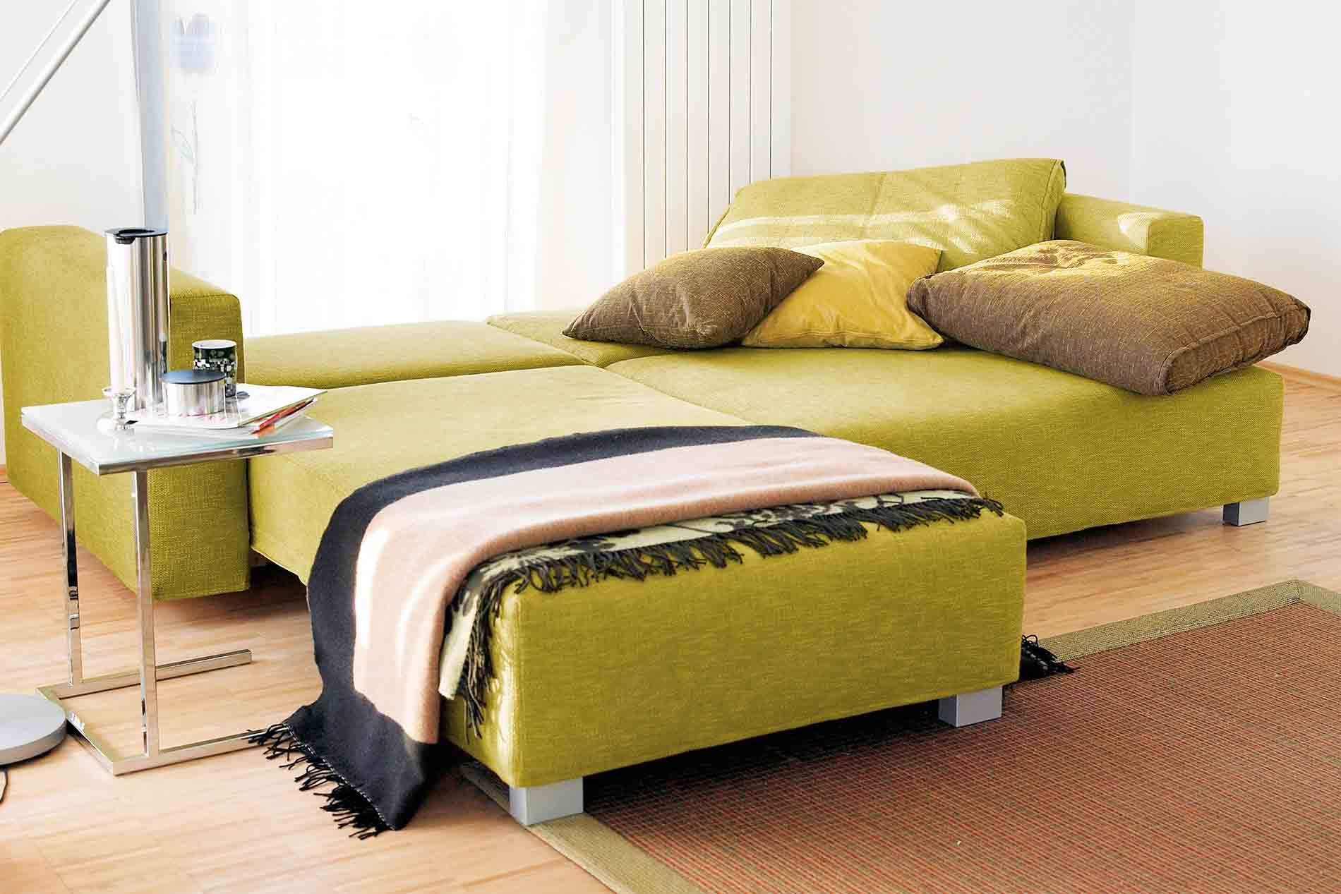 Signet Pallini Ecksofa Schlafsofa Stoff Liegefläche Holzfüße