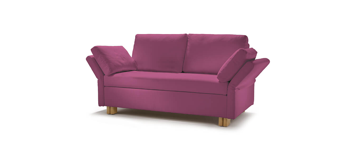 Hier sehen Sie das Schlafsofa Paula von Signet im Bezug Cool, Farbe fuchsia. Schlafsofa Paula Signet