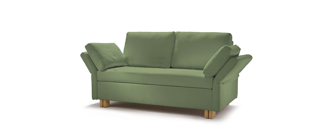 Hier sehen Sie das Schlafsofa Paula von Signet im Stoff Cool, Farbe pistazie. Schlafsofa Paula Signet