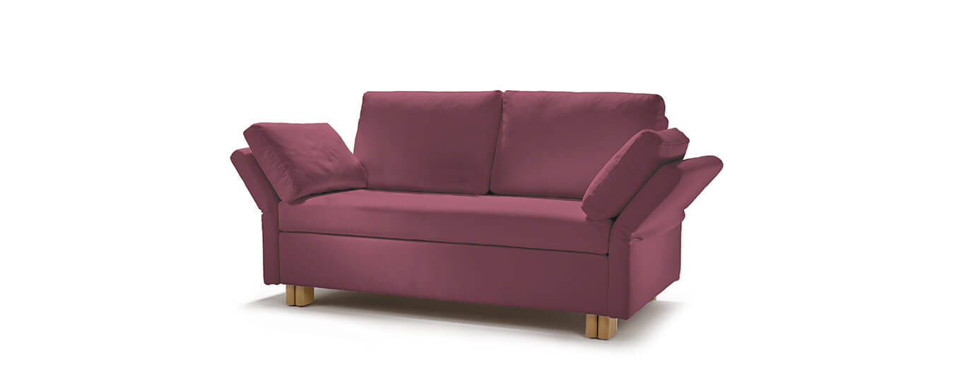Hier sehen Sie das Schlafsofa Paula von Signet im Bezug Cool, Farbe weinrot. Schlafsofa Paula Signet
