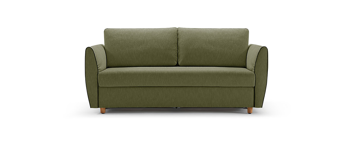 Das Schlafsofa Sapporo von Signet im Stoff Elton, Farbe oliv. schlafsofa bettsofa sapporo signet