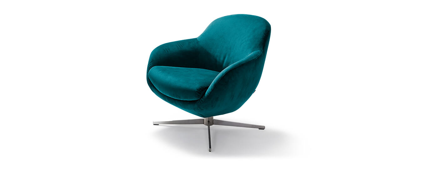 Sessel Jester Club von Signet im Filzstoff Milan, Farbe petrol. Sessel Jester Club Signet Stoff Milan petrol