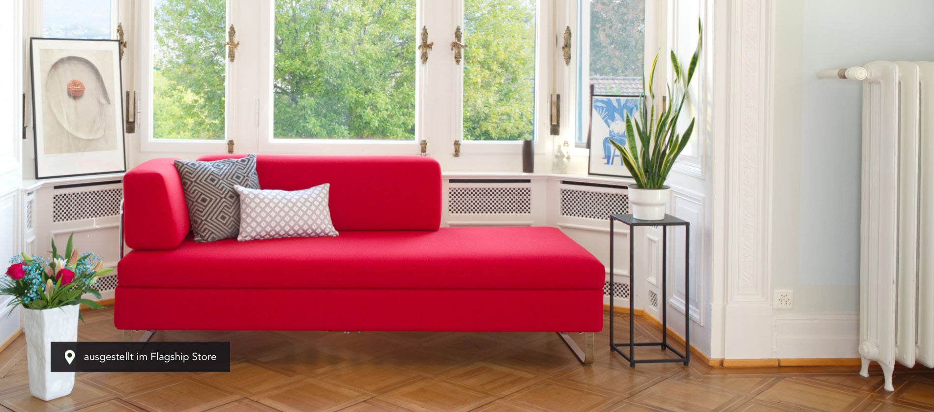 Die Liege Singolo von Swiss Plus mit Bettkasten. Liege Singolo Swiss Plus